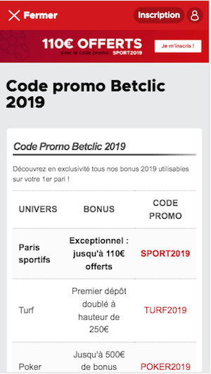 Code promo Betlcic