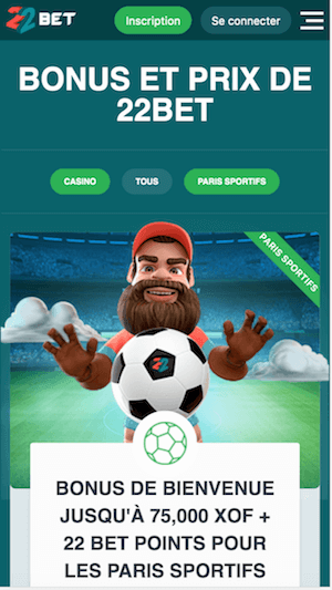 22bet sur mobile