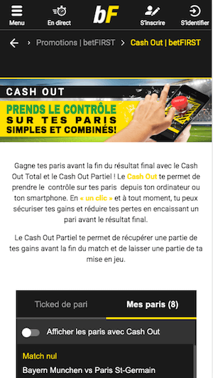 betFIRST Cash Out