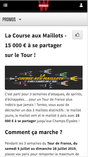 Winamax course aux maillots tour de france