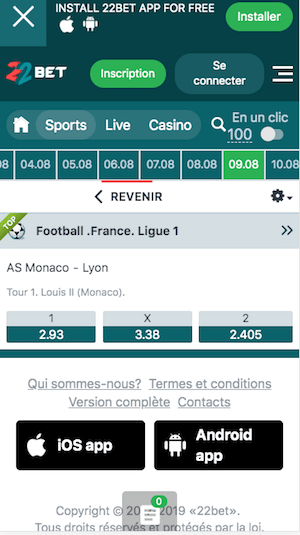 Monaco Lyon paris sportifs