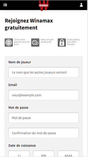 inscription Winamax mobile