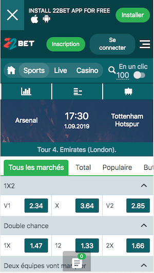 arsenal tottenham paris sportifs