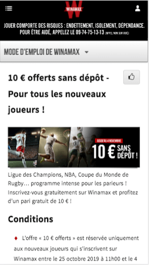 10 euros Winamax