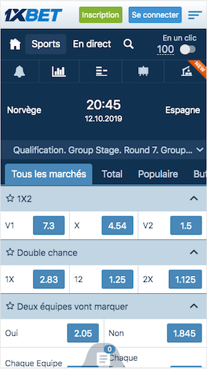 Norvege vs Espagne 1xBet