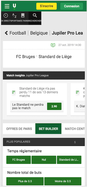 cotes unibet bruges standard