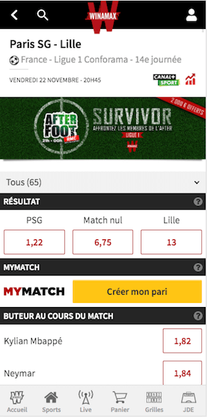 Parier PSG Lille