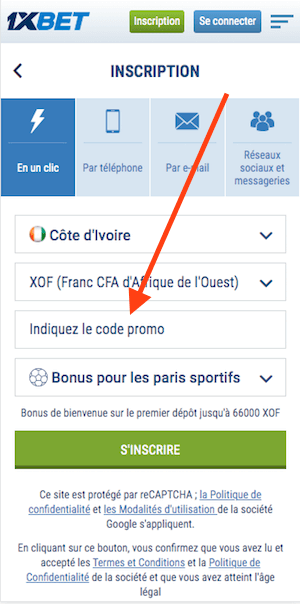1xBet inscription