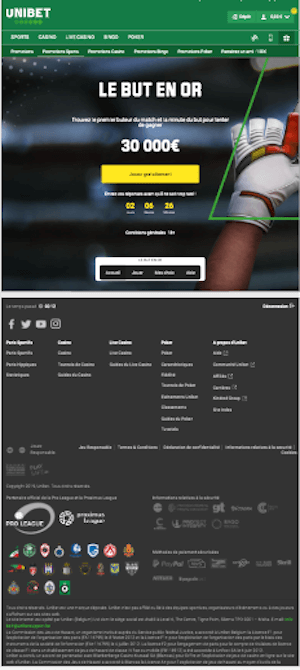 Unibet Belgique Le but en or