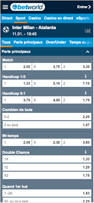 Cote Inter Milan vs Atalanta