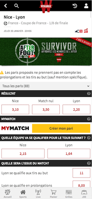 promo Nice vs Lyon janvier 2020