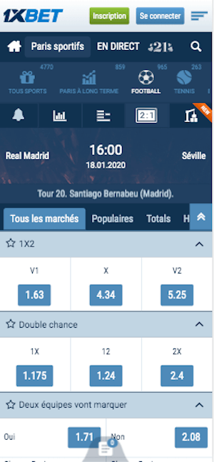 cotes real madrid vs seville