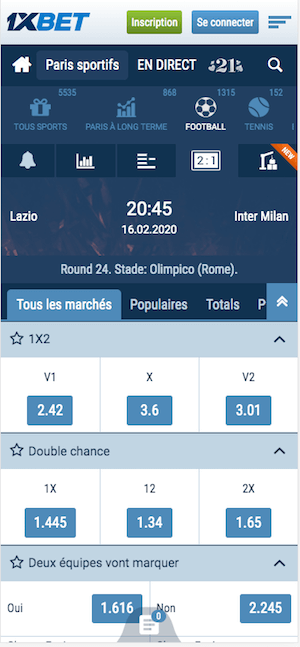 parier Lazio - Inter Milan