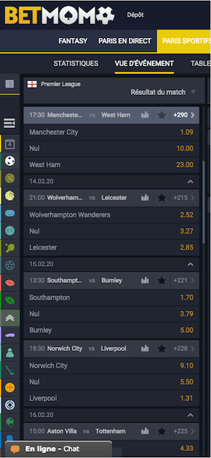cotes west ham vs Man City