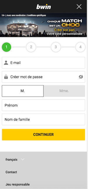 Inscription Bwin sur mobile