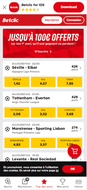 betclic mobile accueil