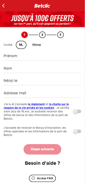 Betclic mobile inscription