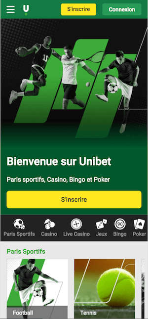 Accueil Unibet mobile