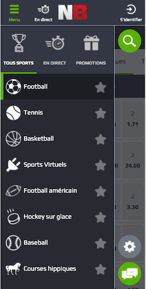 Netbet menu