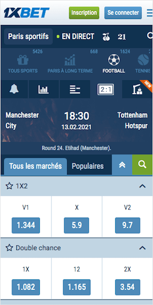 meilleures cotes Man City vs Tottenham