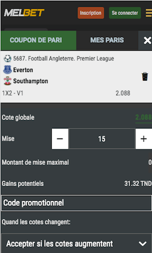Melbet coupon de pari