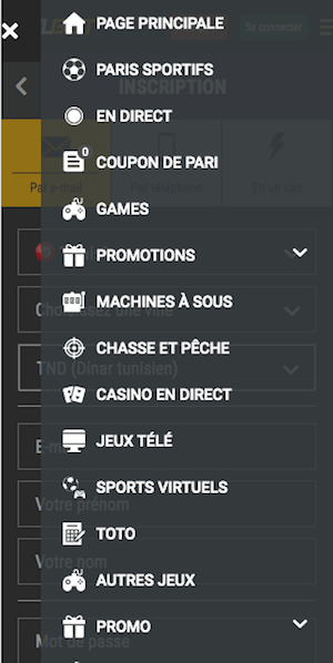 melbet menu mobile