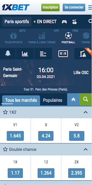 cotes psg vs lille