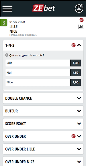 cote lille vs nice