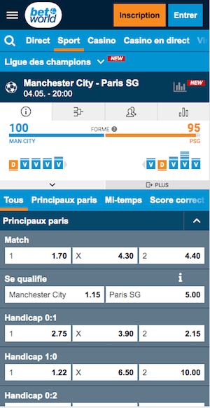 cotes man city psg 