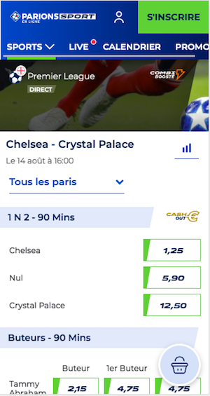 cotes chelsea vs crystal palace