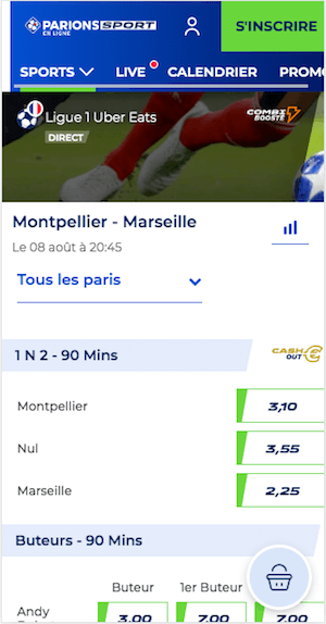 cotes montpellier vs marseille