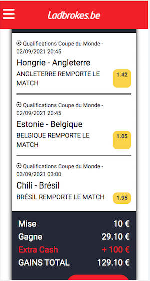 100 euros cash avec le multiple 