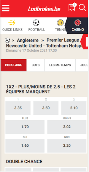 cotes newcastle vs tottenham