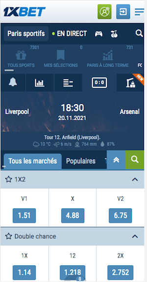 cotes liverpool vs arsenal 