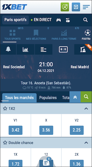 cotes real sociedad v s real madrid