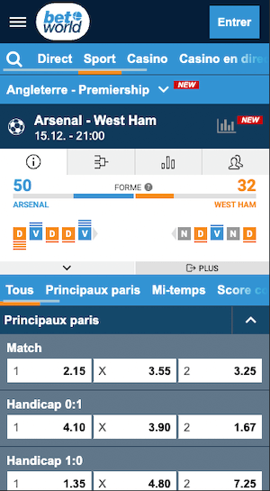 cotes arsenal vs west ham