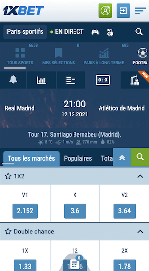 cotes real madrid vs atletico