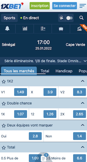 cotes senegal vs cap vert