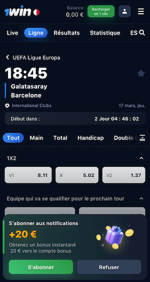 Cotes galatasaray vs barcelone