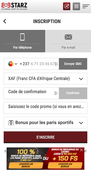888starz inscription sur mobile