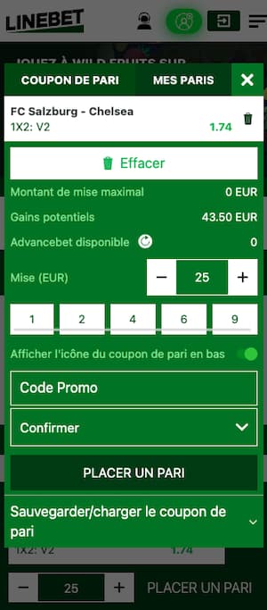 coupon ou ticket linebet sur mobile