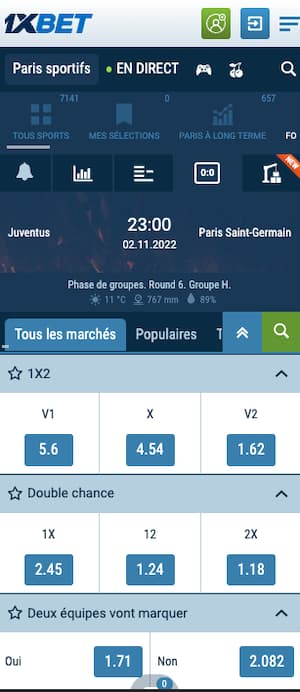 cotes juventus vs psg