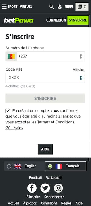betpawa inscription mobile
