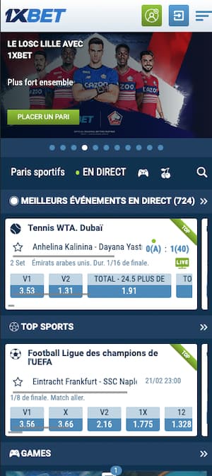 1xbet mobile accueil