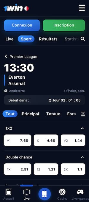 cotes everton arsenal pour paris sportifs