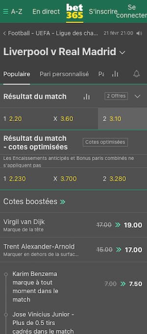 cotes liverpool vs real madrid