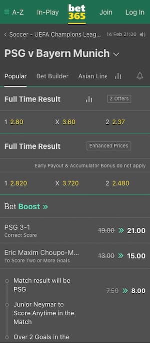 parier psg bayern munich