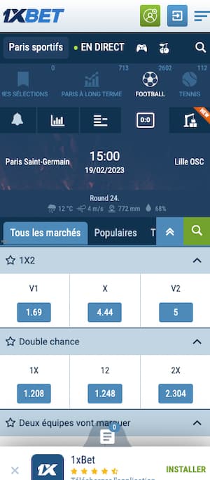 cotes psg vs lille osc