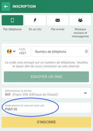 code promo pour inscription betwinner senegal