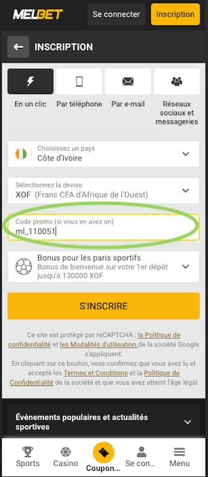 melbet inscription code promo